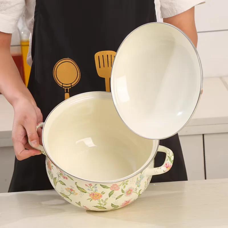 Enameled Soup Pot Korean Large Capacity Kitchen Cookware Thickened Deepening with Lid Household Enamel Pots Enameled Soup Pot Korean Large Capacity Kitchen Cookware Thickened Deepening with Lid Household Enamel Pots