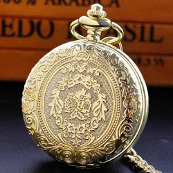 Vintage Gold Luxury Quartz Pocket Watch Women's Men Necklace Minimalism Personalised Pocket FOB Watch Unique Gifts reloj hombre