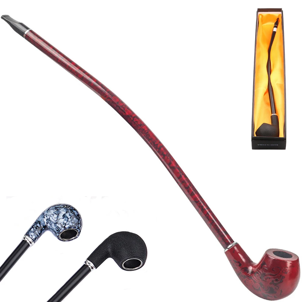 Churchwarden Tobacco Pipe 16&ldquo; 410MM Long Resin Wooden Stem Smoking Pipe With Gift Box For Man Pattern