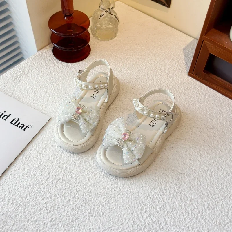 Girls Summer Flat Sandals Pearl Casual Shoes