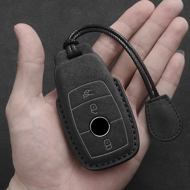 Key case,key case cover Leather car key case for Mercedes Benz C /S Class W223 W206 S350L S400L S450L S500L fob suede protector accessories
