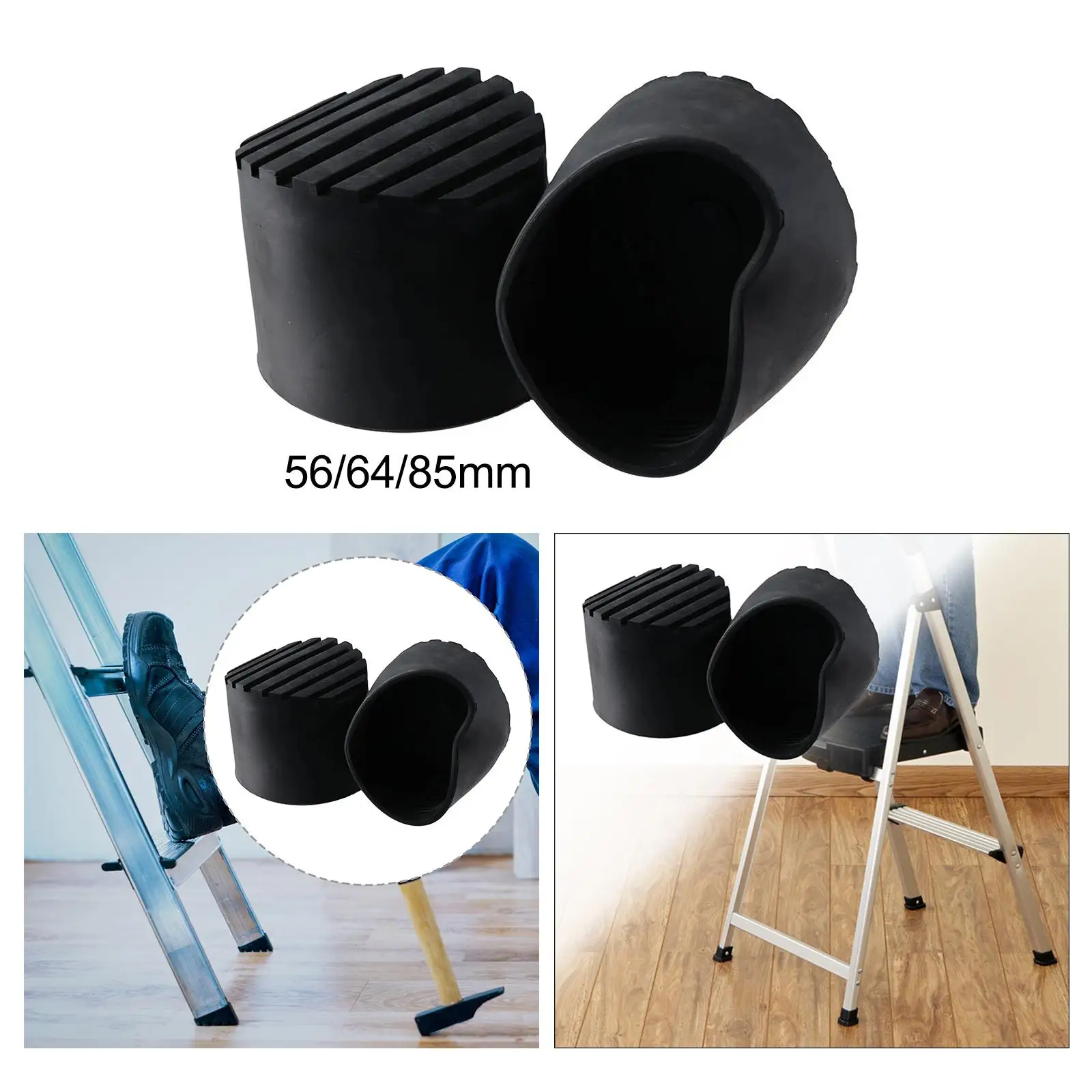 Telescopic Ladder Feet Pad Rubber Cover Black Flexible Floor Protection Spare ladder feet covers