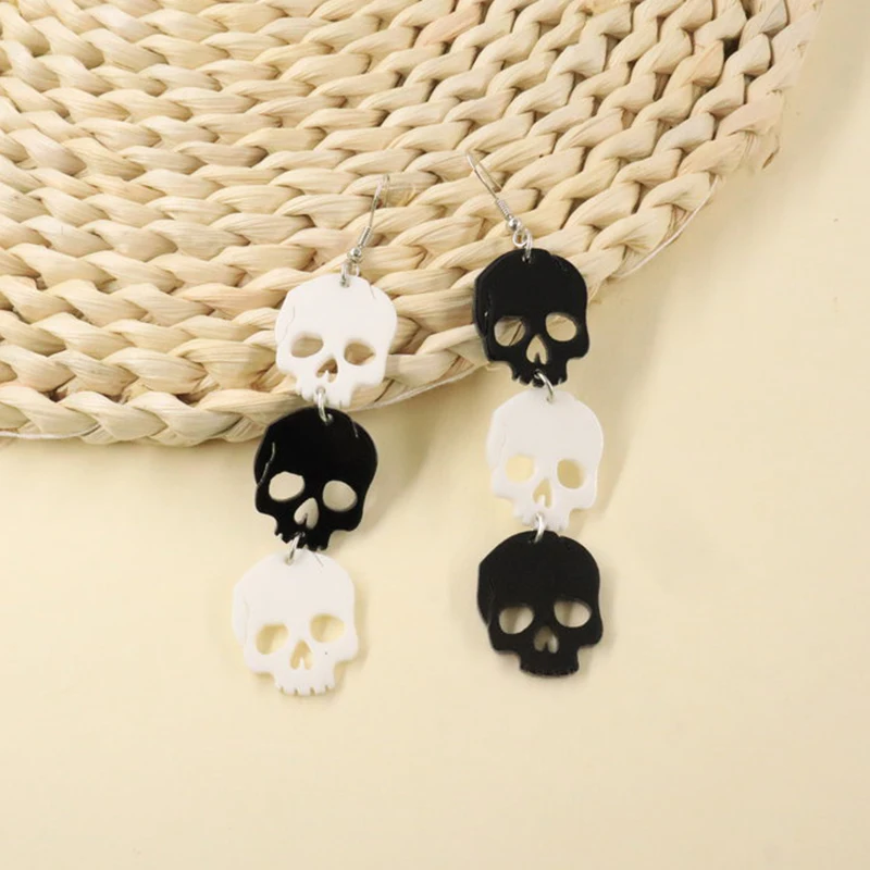 Horror Flower Skull Halloween Earrings For Women Hallowmas Cosplay Pumpkins Robot Suit Skullman Coffin Drop Earring Party - Image 4