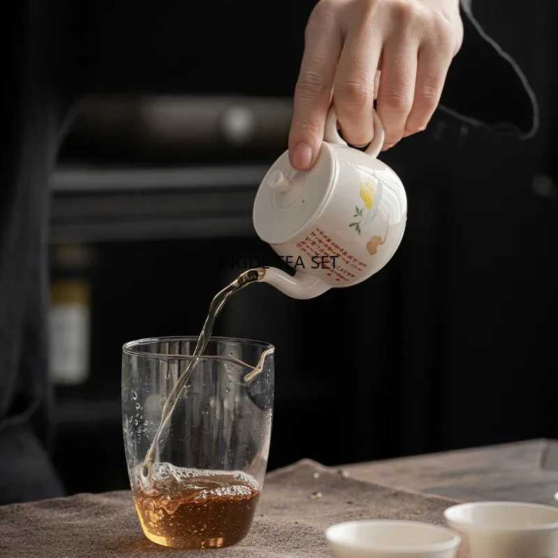 120ml Chinese small capacity ceramic teapot hand-painted flower tea home water kettle travel portable tea set