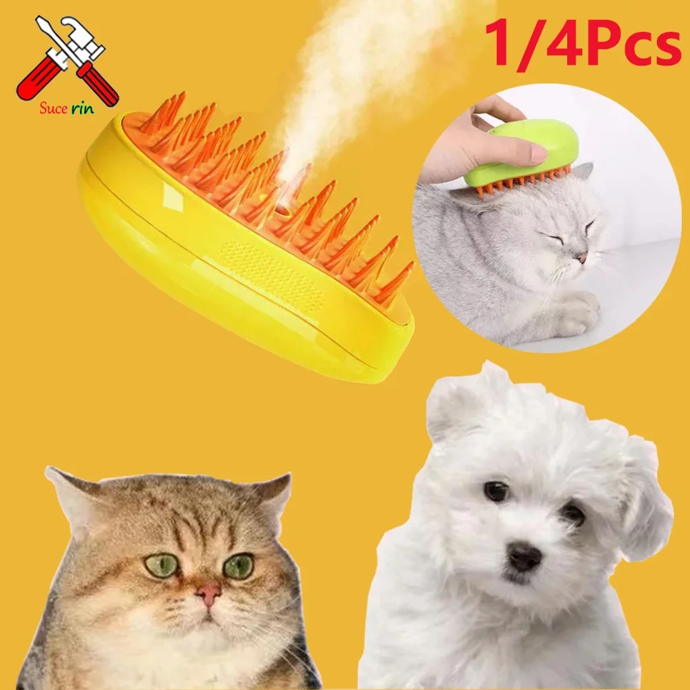 Cat Steam Brush Steamy Dog Brush 3 in 1 Built-in Electric Spray Cat Hair Brushes for Massage Pet Grooming Comb Hair Removal Comb