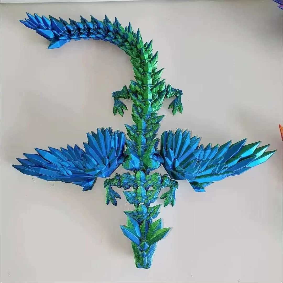 3D Printed Colorful Gem Dragon Figurines Movable Joint Rotatable Articulated Crafts Western Style Miniature Desk Ornament Dragon 1