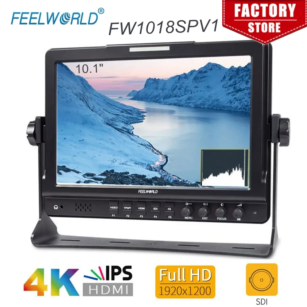 Feelworld FW1018SPV1 10.1" IPS 3G-SDI HDMI Camera Field Monitor Full HD 1920x1200 LCD Monitor for Video DSLR Stablizer Gimbal