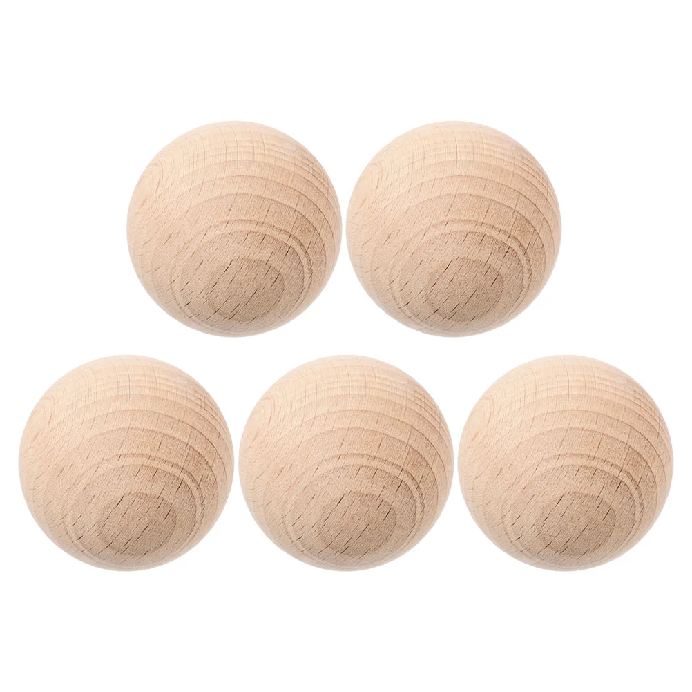 5 Pcs Beech Croquet Ball for Sculpting Lawn Balls Game Replacement Golf Small Wooden Round Rounds Child