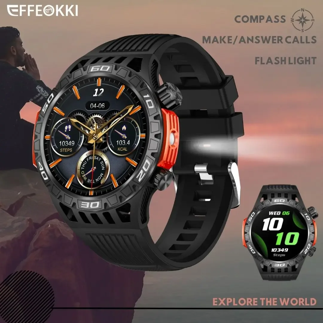 

2024 Original Smartwatch Mens Sport Watch Wristwatch 1.46" Hd Screen Make/Answer Calls Flashlight Outdoor Compass