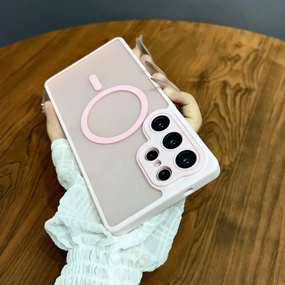 Magnetic Luxury Matte Translucent Armor Shockproof Case with Magsafe Wireless Charging Compatibility