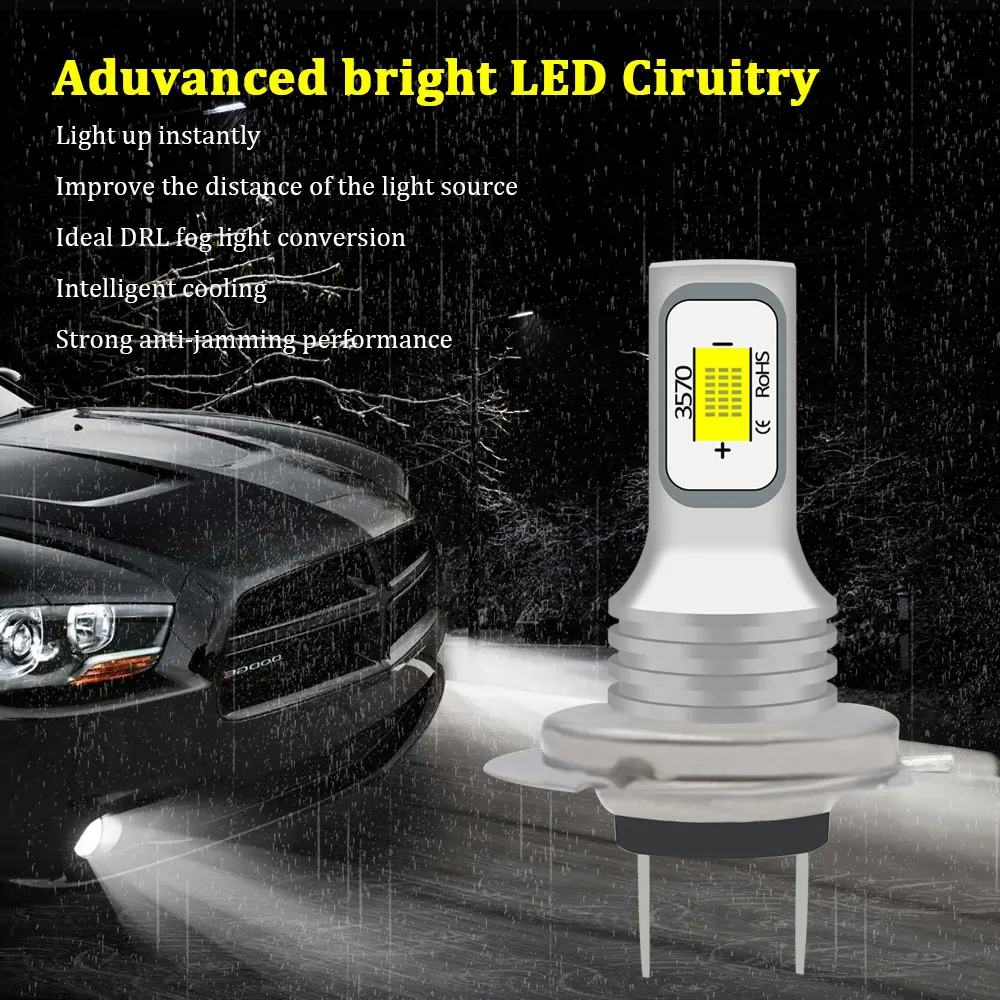 BMTxm 2개 60W H7 LED 헤드라이트 캔버스 자동차 전구 화이트 자동 안개등 터보 헤드 램프 스코다 옥타비아 슈퍼브 래피드 파비아 카록용