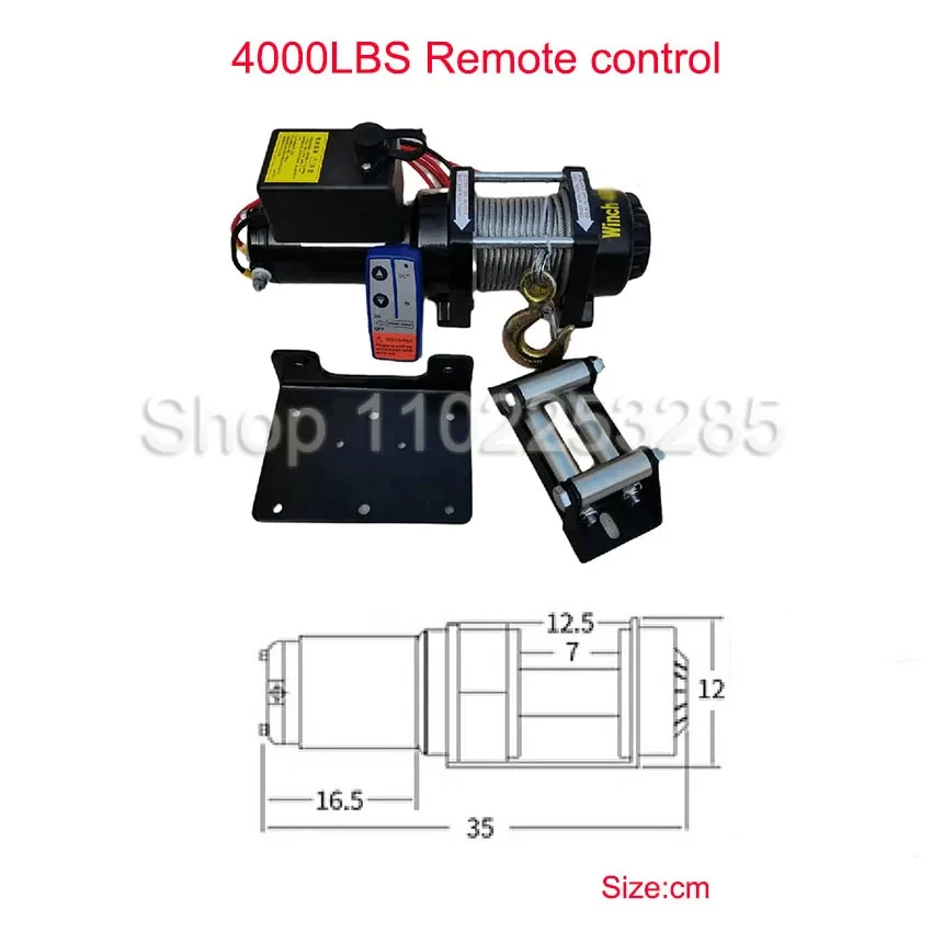 4000lbs Electric Winch 12v 24V Vehicle-mounted Small Crane Winch Self-service Household Small Wire Rope Hoist