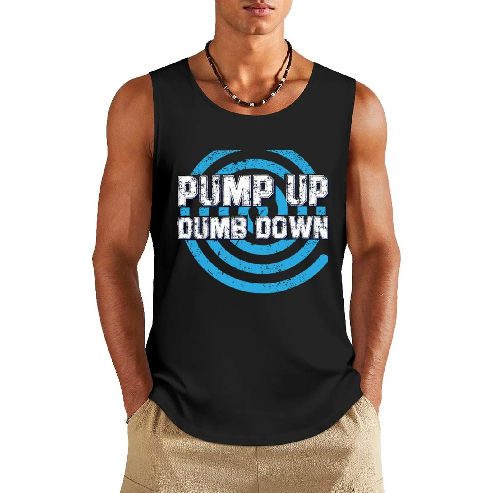

Pump Up, Dumb Down Tank Top anime top Japanese t-shirt gym accessories man