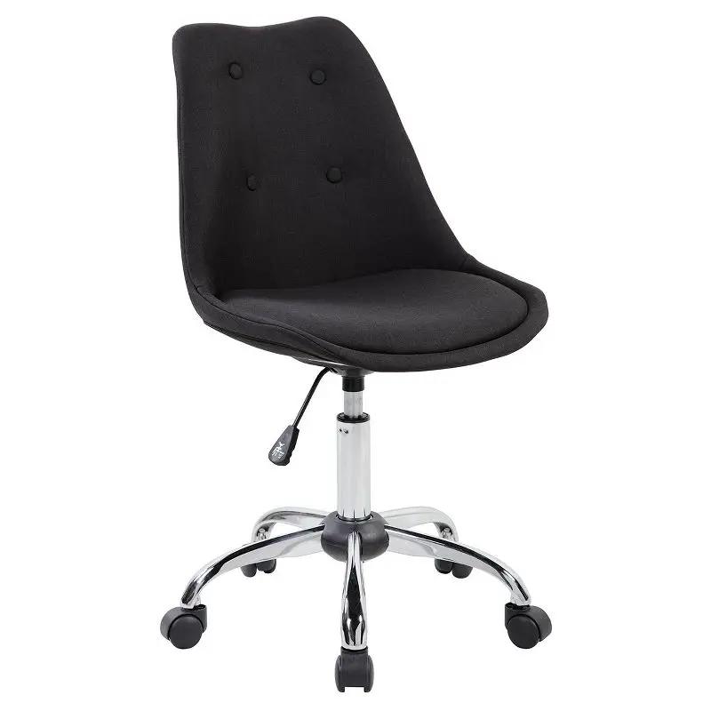 Black Armless Task Chair with Button Accents for Modern Spaces