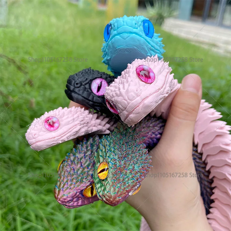 60cm 3D Printed Luminous Snake Movable Joint Simulation Snake Action Figures Home Office Desktop Ornament Birthday Gifts 1