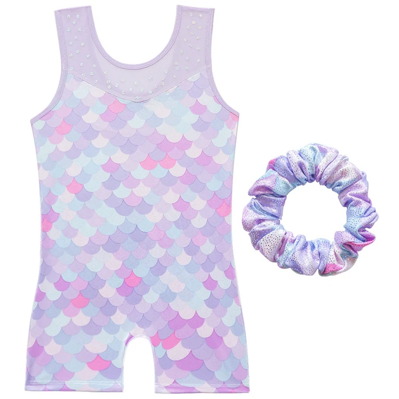 Children Dance Leotards Gymnastics Dancewear Sets Kids Girls Sleeveless Ballet Dance Leotard with Athletic Shorts Biketards Gymnastics Stage Performance Competition