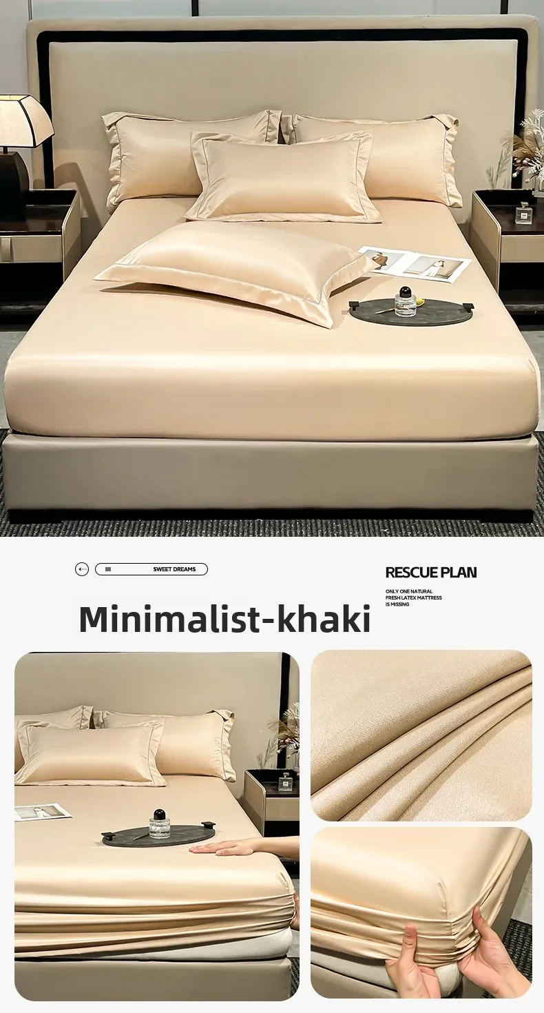 Spannbettlaken aus Maulbeerseide mit Gummibändern, luxuriöser Matratzenbezug für Einzelbett, Doppelbett, Queen-Size-Bett, 120/140/160/180 – Detail 17