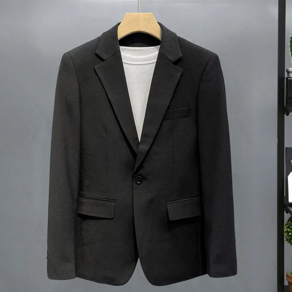 New European Plus Size Men's Jacket Elegant Italian Style Gentleman Business Lapel Loose Casual Slim Fit Three Buttons Blazer