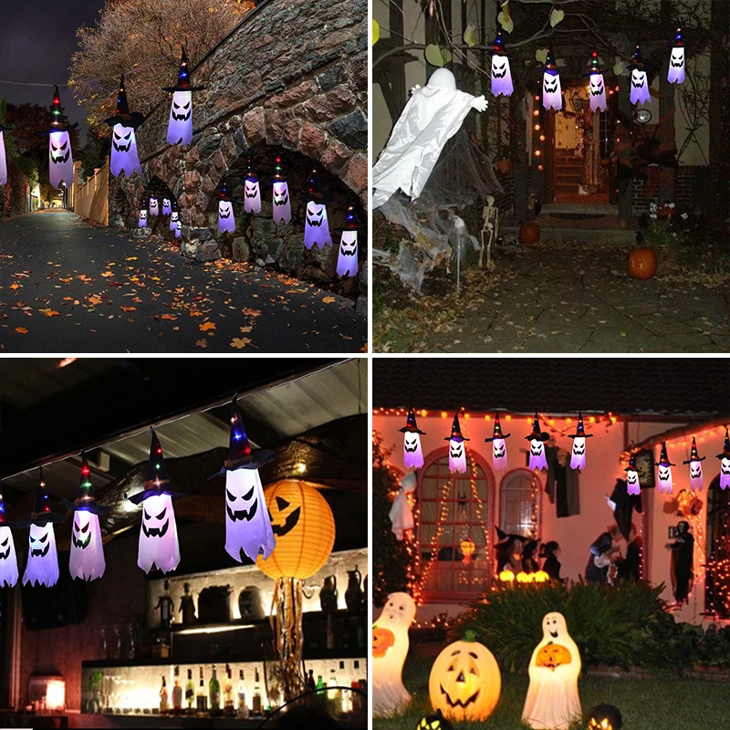 Halloween Lights,11.5ft Battery Operated 5 Ghost Led String Lights Halloween Decorations, for Indoor Outdoor Home Party Decor 6