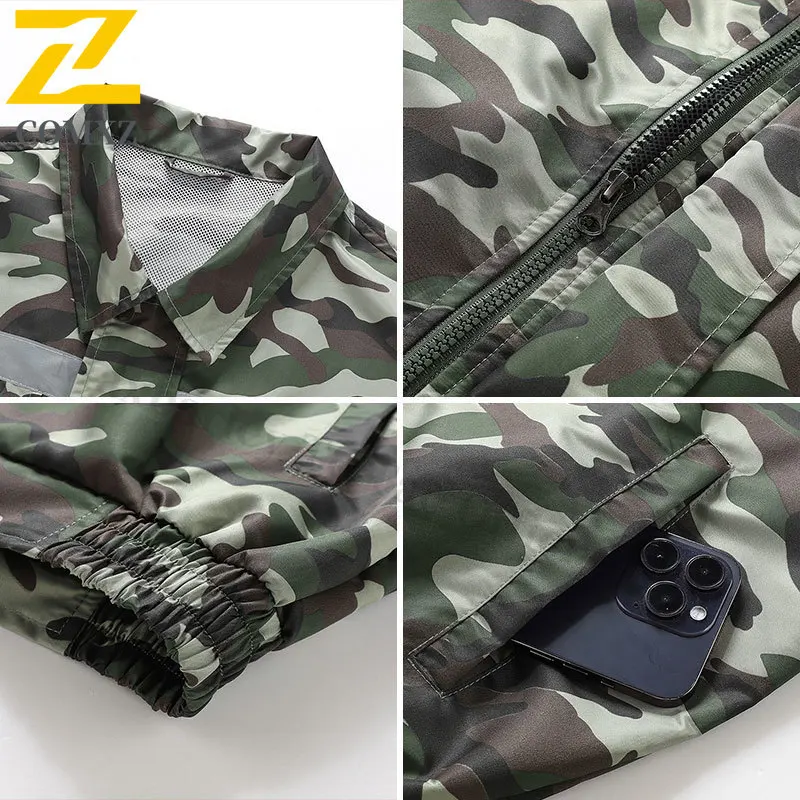 Summer Fan Jacket Men Camo Cooling Fan Jacket USB Refrigeration Air Conditioning Clothes Outdoor Fishing Construction Work Coat