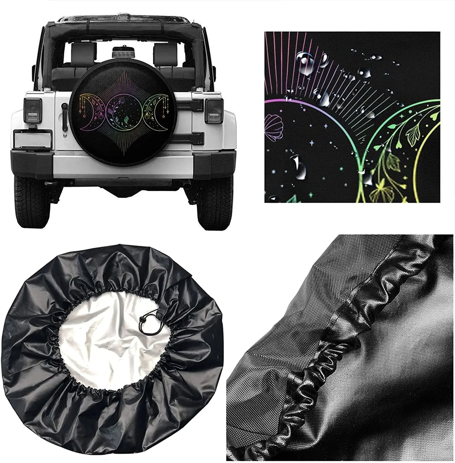 Halloween Decorations Triple Moon Spare tire Covers Polyester Universal  Waterproof Sunscreen Wheel Covers for Trailer Rv SU AliExpress