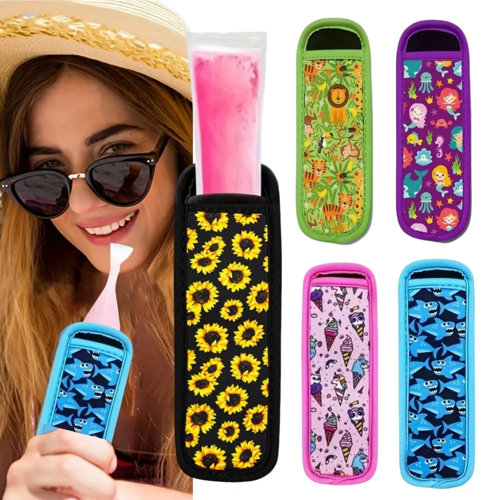 Popsicle Rack Popsicle Holders Bags Ice Pop Sleeves Neoprene Insulation Cover For Yogurt Tubes Freezer Juice Bars Colorful Insulator Sleeves