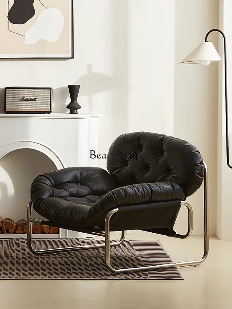 

Single-Seat Sofa Chair Minimalist Light Luxury Lazy Leisure Recliner Cream Antique Style