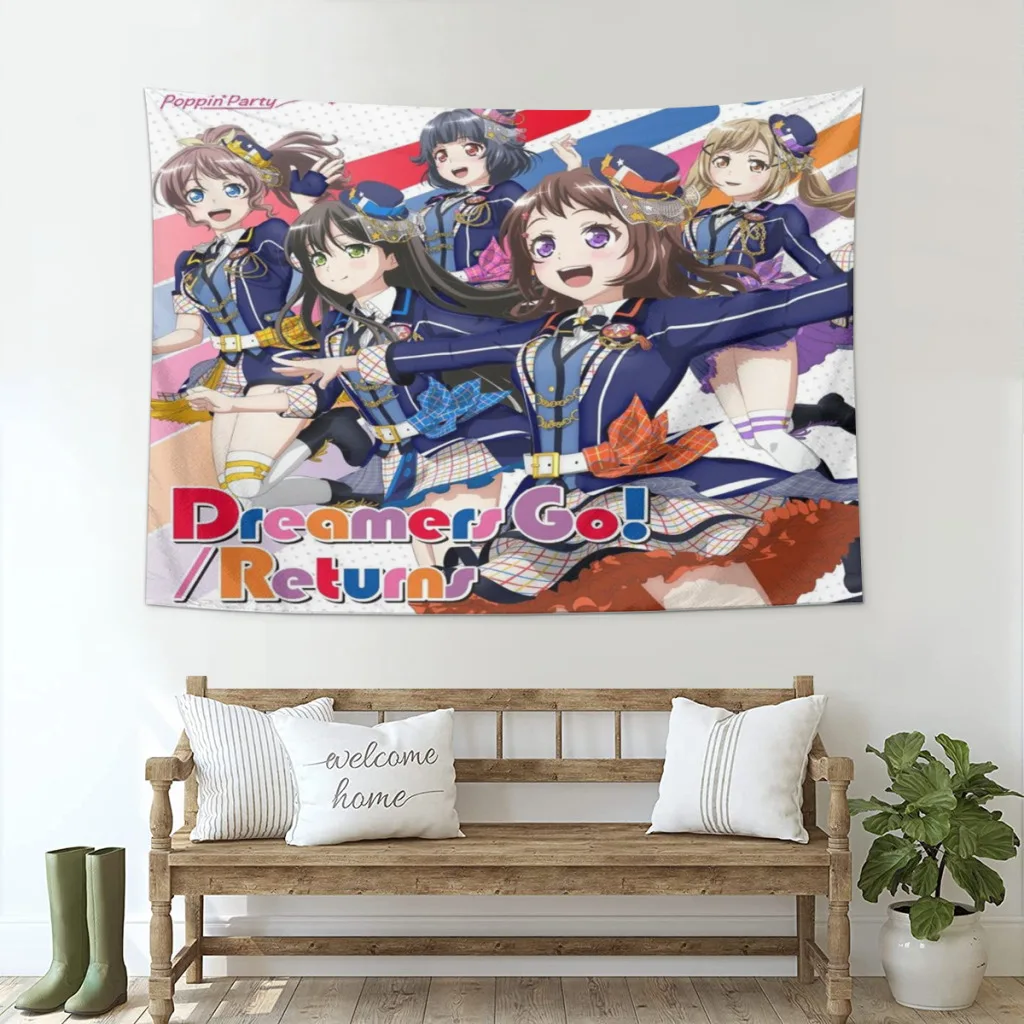 

Poppin Party Tapestry Kawaii Japanese Anime Cute Home And Decoration Wall Art Tapestries Room Decors