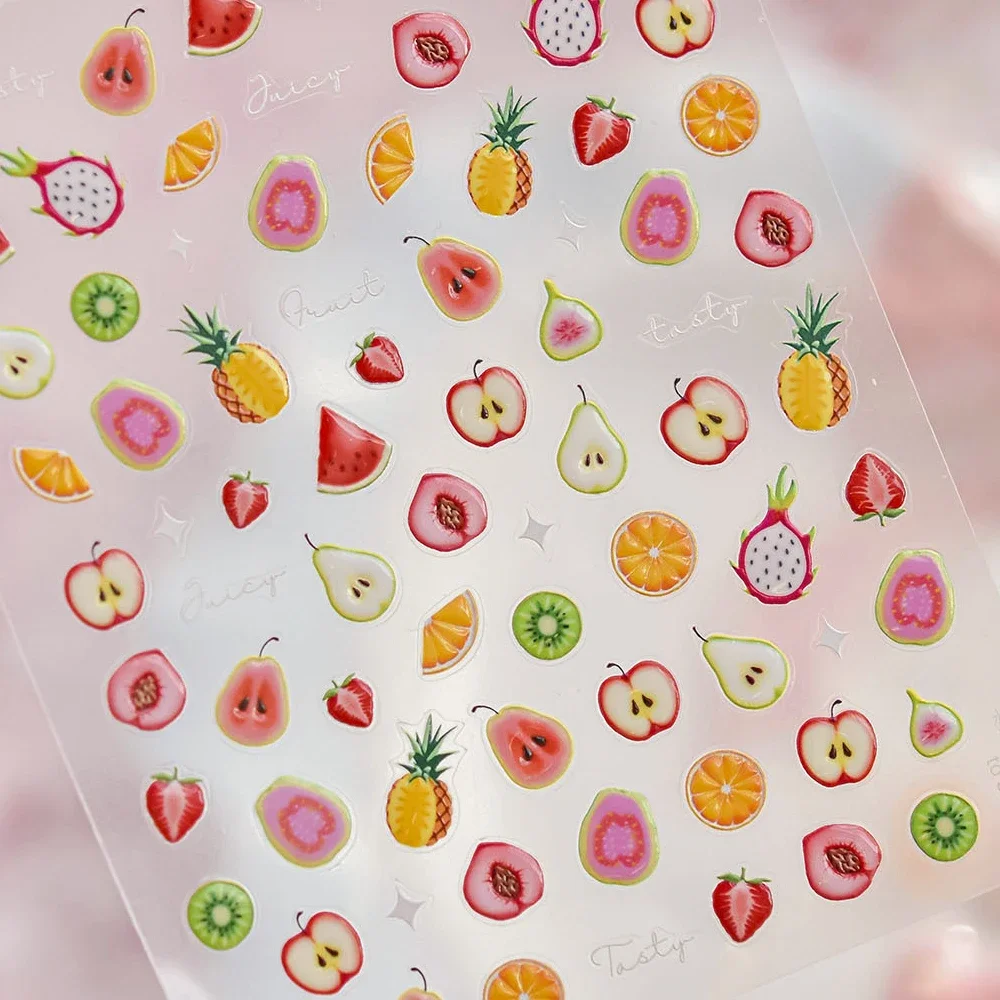 Vibrant Kawaii Apple Nail Art Stickers - Sweet & Cute Self-Adhesive Decals