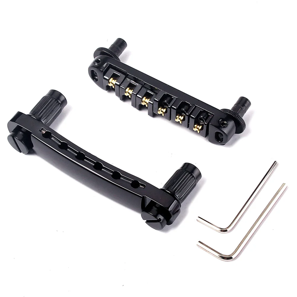 

Roller Saddle Bridge Tailpiece With Studs And Wrenches For LP SG Style Electric Guitar Replacement Parts (Black)