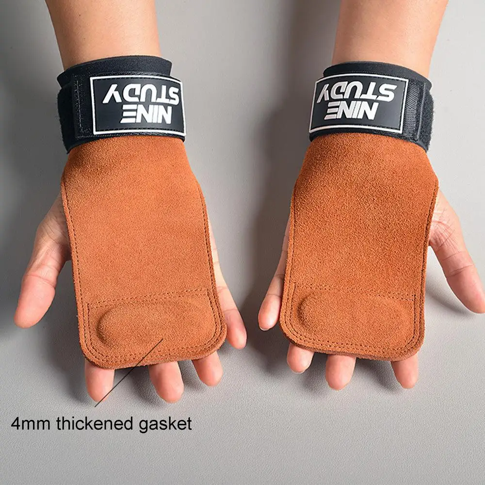 Description Picture 6 of itemDouble Layers PU Leather Gloves Wrist Straps for Weight lifting Grips Women Men GYM Deadlift Training Bench Press Pull-up Gloves