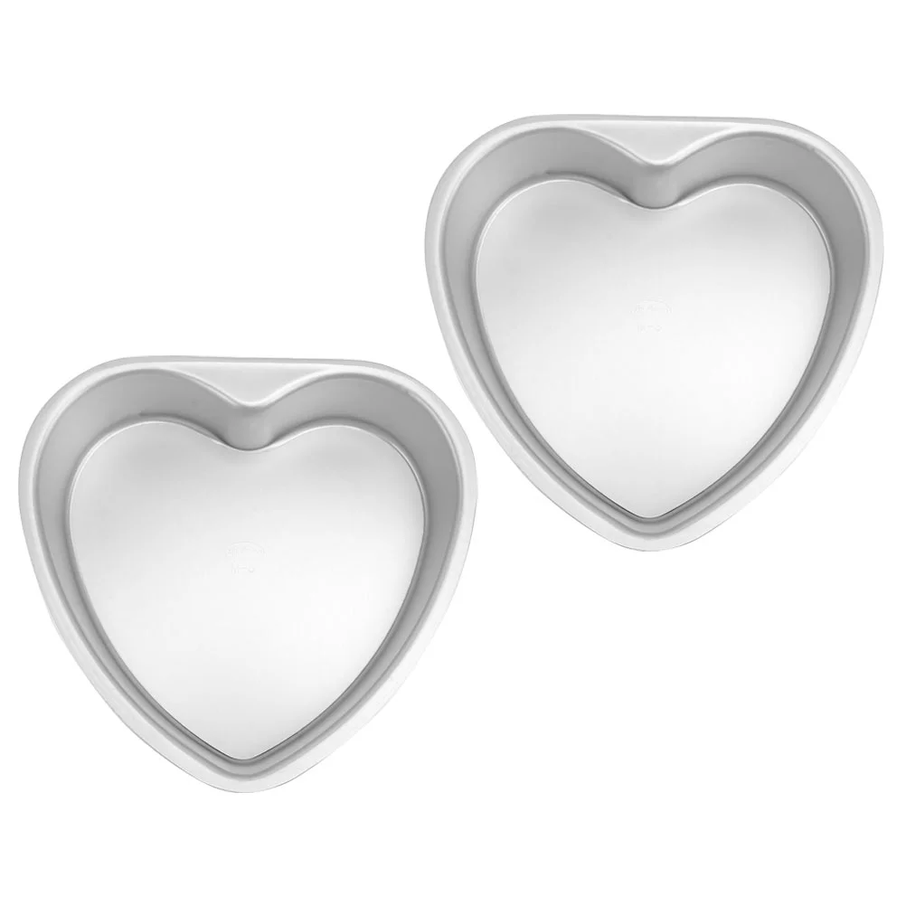 

2 Pcs Heart Cake Mold Flan Pan Shaped Pans for Baking Tart Plate Pop Molds Aluminum Alloy