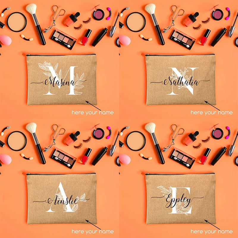 Personal Custom Name Flower Lady Wash Storage Case Girl Women Cosmetic Bags Makeup Bag Pouch Travel Outdoor Toiletries Organizer