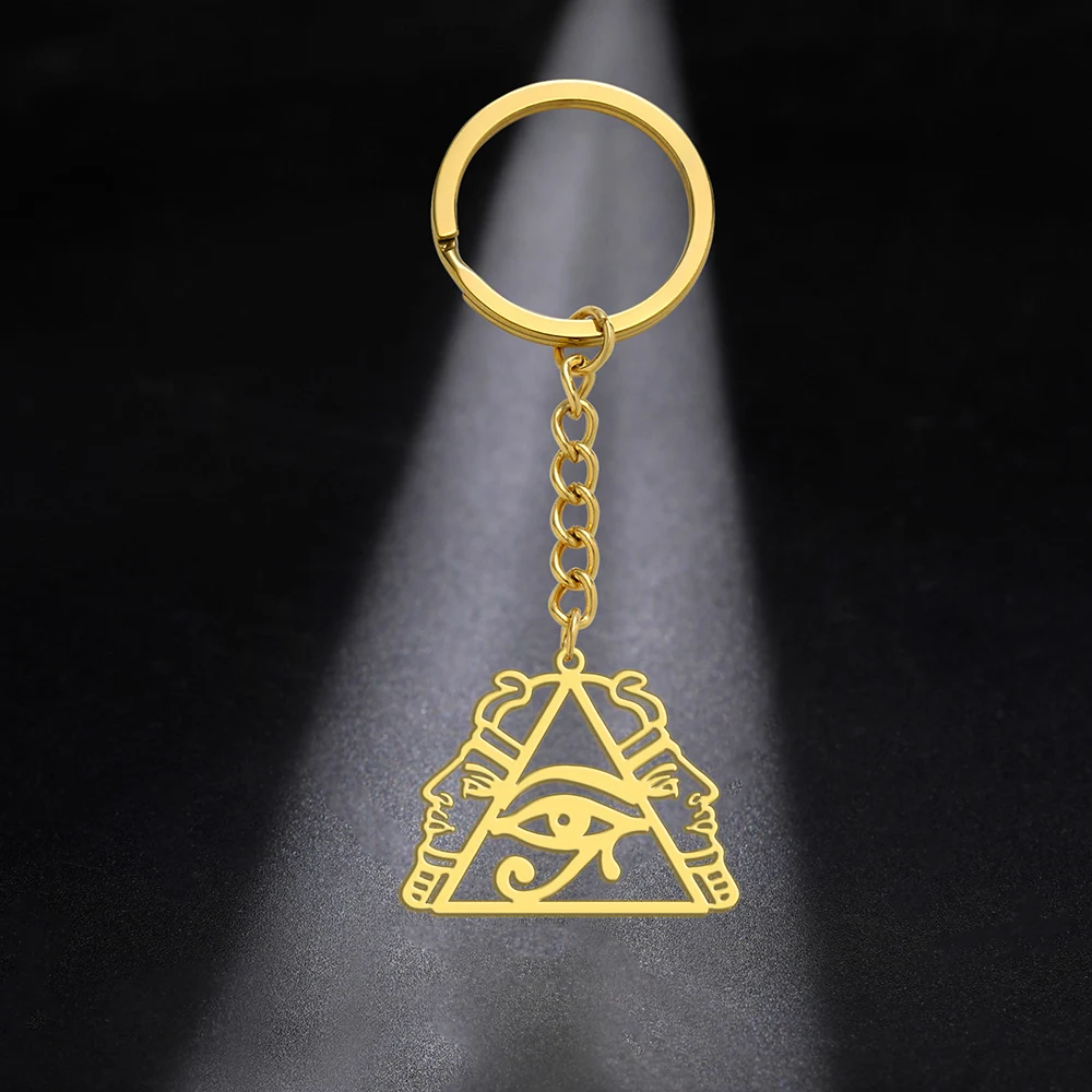 Dawapara Pyramide Auge des Horus Schlüsselanhänger Pharao Altägyptischer Schutz Amulett Edelstahl Schlüsselanhänger – Detail 13