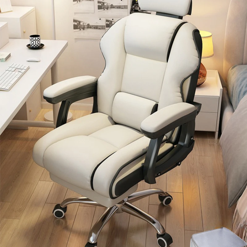 Recliner Home Office Chairs Ergonomic Living Room Rolling Comfy Office Chairs Swivel Pu Leather Cadeiras Gamer Office Furniture