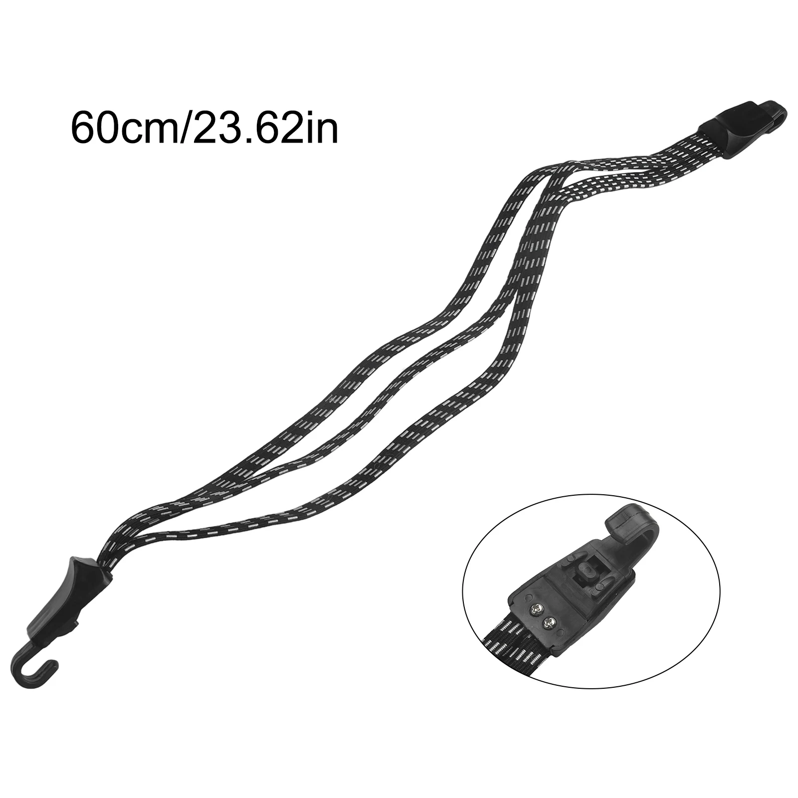 

68cm Metal Hooks Rope Cargo Racks Rubber Elastic Stretch Bungee Bike Bicycle-Luggage Storage Black +White 3 In 1