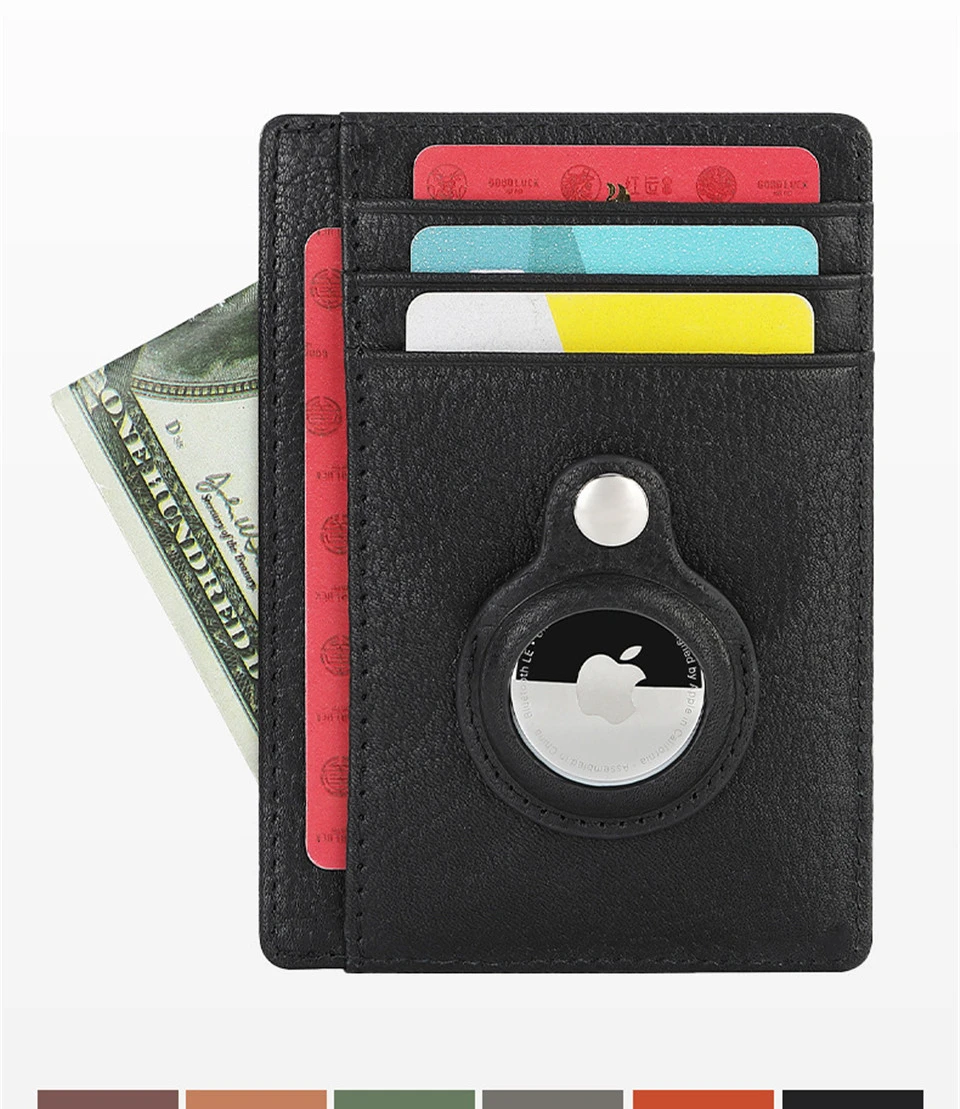 Protecteur Carte Pour AirTag - Lot De 2, Ultrafin En TPU, Compatible Tous Modèles (Noir)