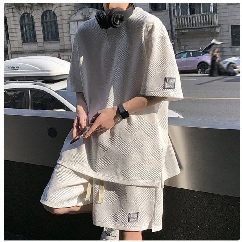 2023 New Summer Short Sleeve Set Men's Sports Leisure Fashion Top Pants Loose T-shirt Fashion Shorts H0002