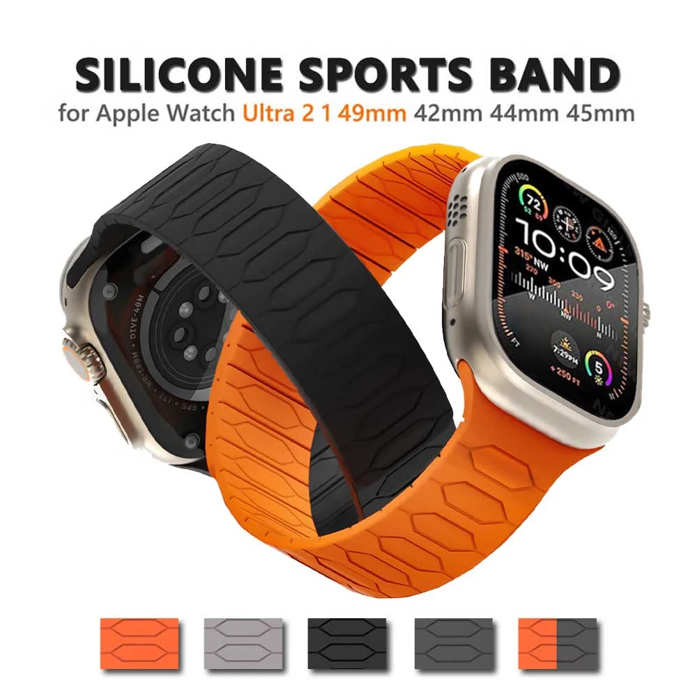 

Силиконовый ремешок для Apple Watch Ultra 2, браслет для iWatch Series 9 8 7 6 4 5 4 se 44 мм 42 мм, 49 мм