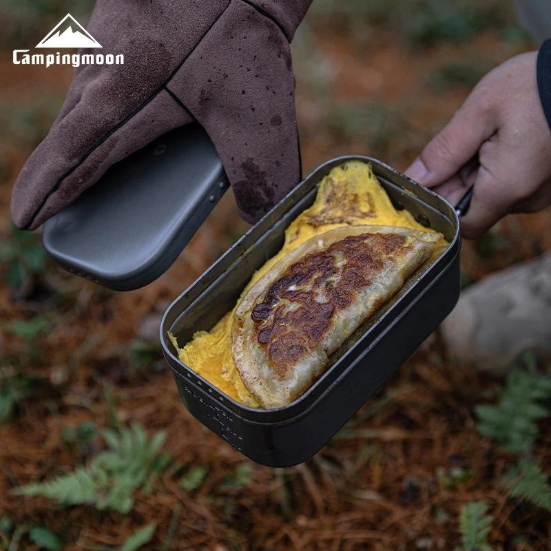 CAMPINGMOON H-2013 Large Aluminum Oxide Large Capacity Bento Box for Camping and picnicking Portable Aluminum Lunch Box