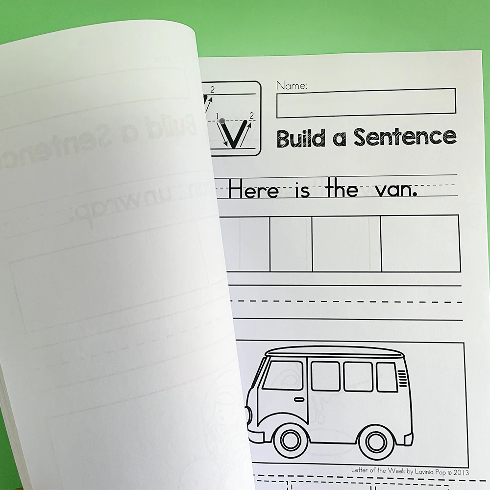 26 Pages Alphabet A-Z Letter Sentence Learning Materials tracing Writing Practice worksheet for Kindergarten Students kid 5