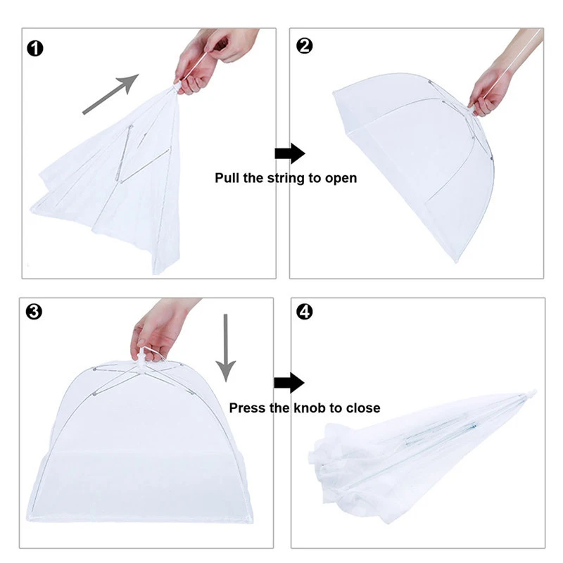 Portable Umbrella Style Food Cover Picnic Barbecue Party Anti Mosquito Fly Meal Cover Lace Table Home Food Kitchen Gadgets