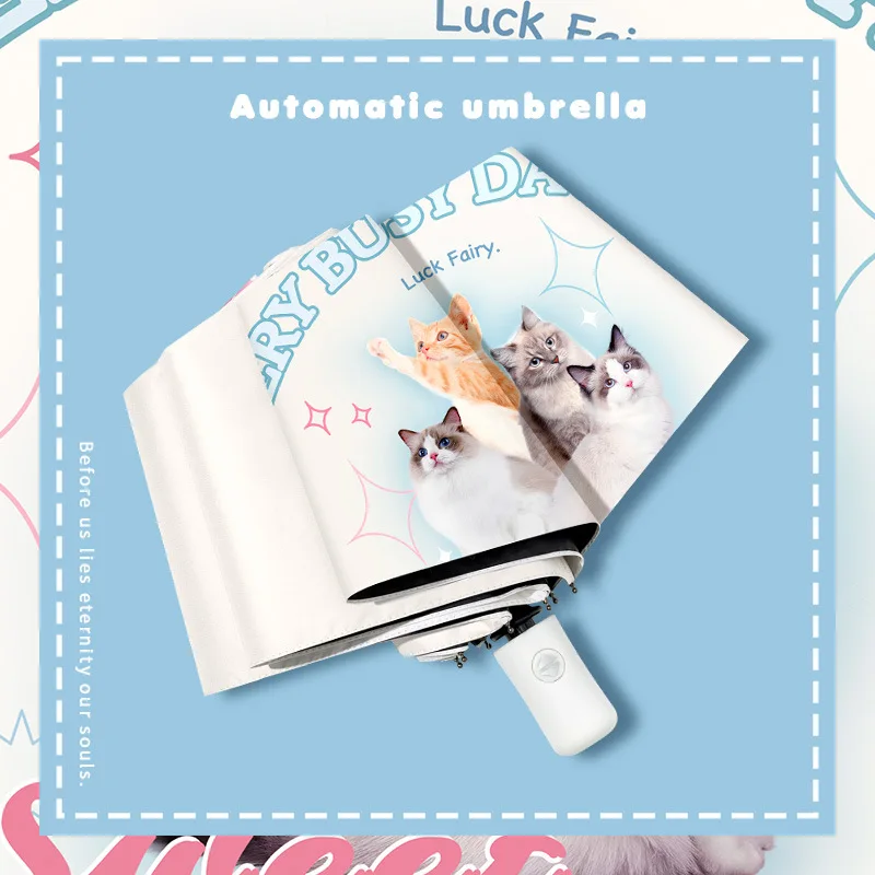 Sunshade Umbrella,Folding Umbrella,Cute cat pattern,UV umbrella,Wind Resistant,UV Blocking,Portable rain gear for travel,1PC