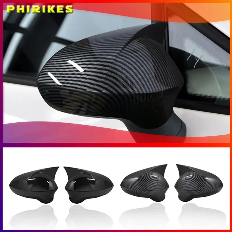 2 Pieces High Quality Abs Plastic Bat Style Mirror Covers Caps Rearview Mirror Piano Black For Seat Ibiza Cupra 2009-2017