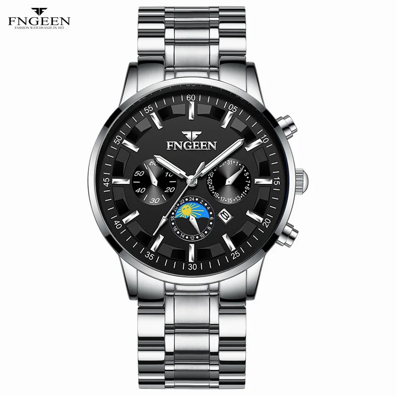 

Business Round Non-mechanical Watch Automatic Waterproof Tide New Concept 2023 Stainless Strap Fashionable Wrist Watches for Men