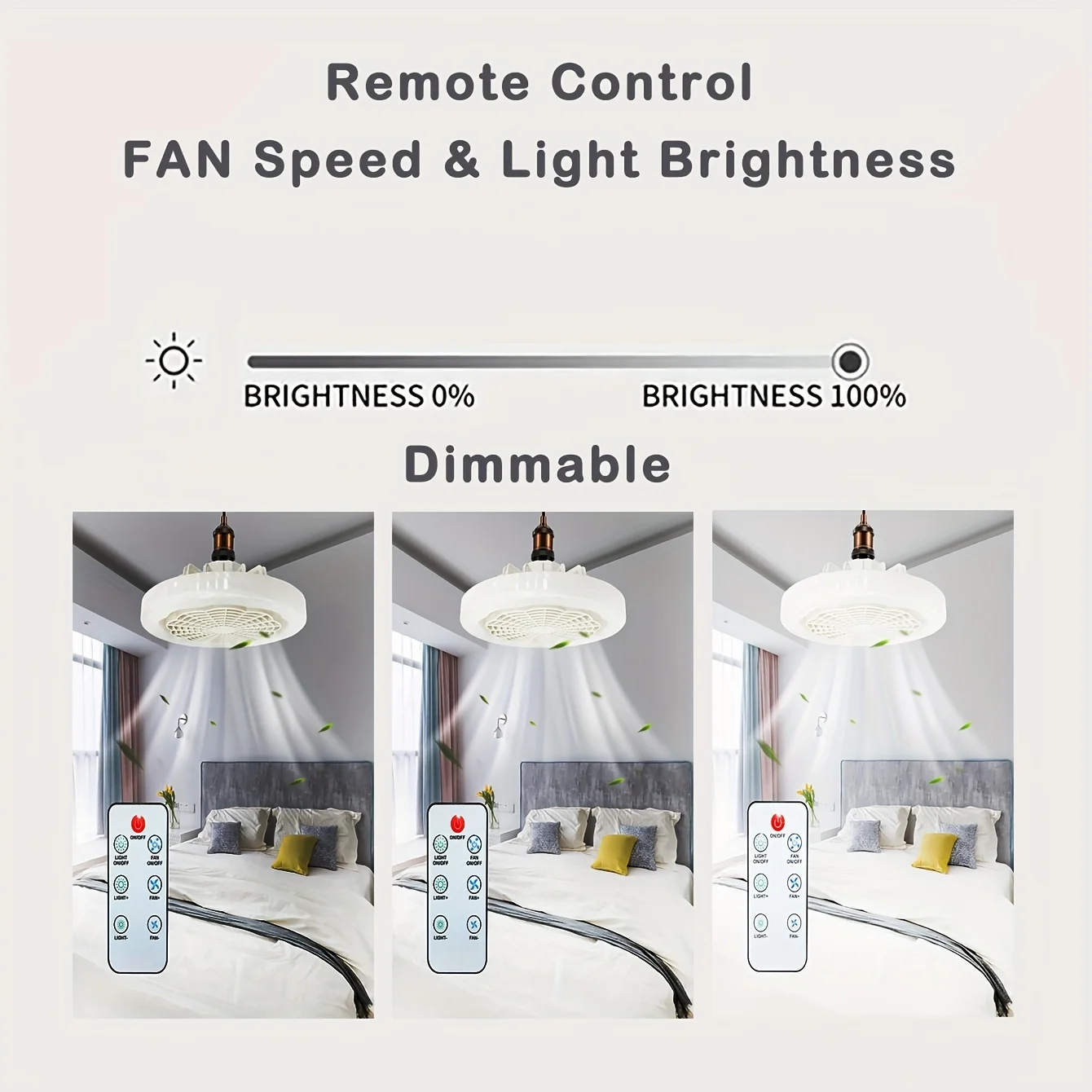 LED Ceiling Fan Lights Smart Ceiling Fan E27 30W Remote Control Dimmable AC 85-265V For Garage Office Room Bedroom Decoration