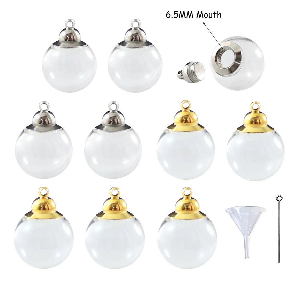 10PCS Preglued Screw Cap Glass Globe Pendant Necklaces With Rubber Seal Tiny Glass Globes Glass Vial Pendant Diy Finding 4