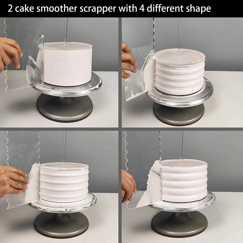 A25F-Acrylic Round Cake Disk Set,Acrylic Cake Discs Set,Comb Scrapers,Dowel Rods,Icing Scraper,Acrylic Scraper Smoother
