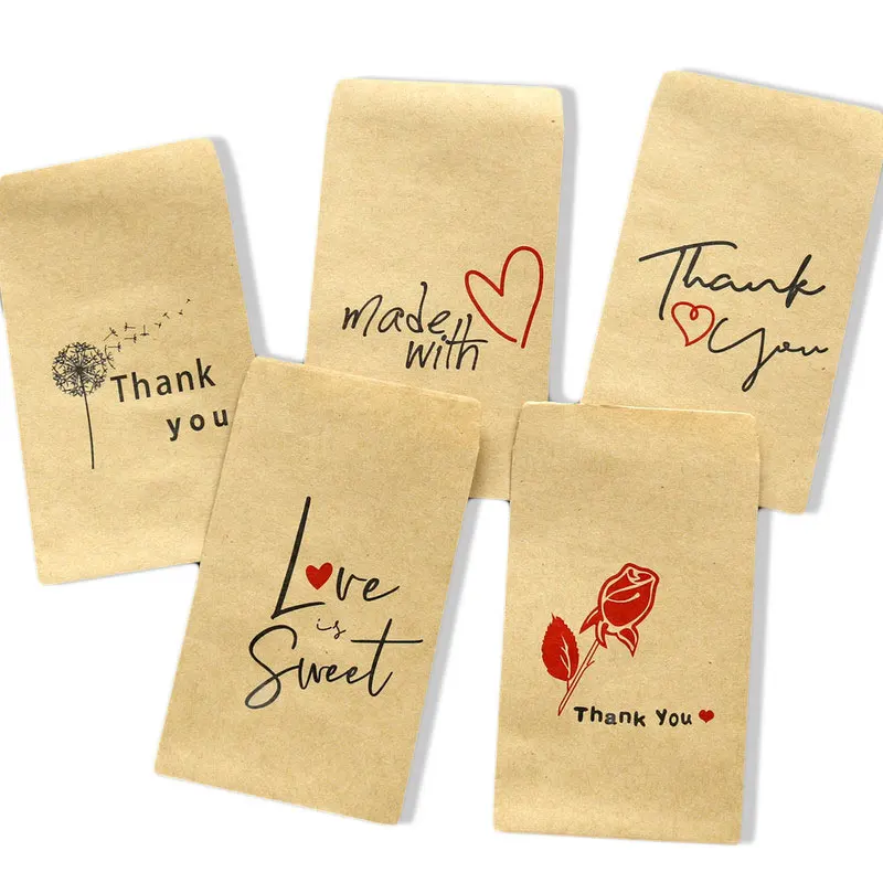 25Pcs 12.5x7.3cm Treat Candy Bag Party Favor Paper Bags Thank you Kraft Paper bag Envelope Gift Wrap Bags Snack Cookie Bag