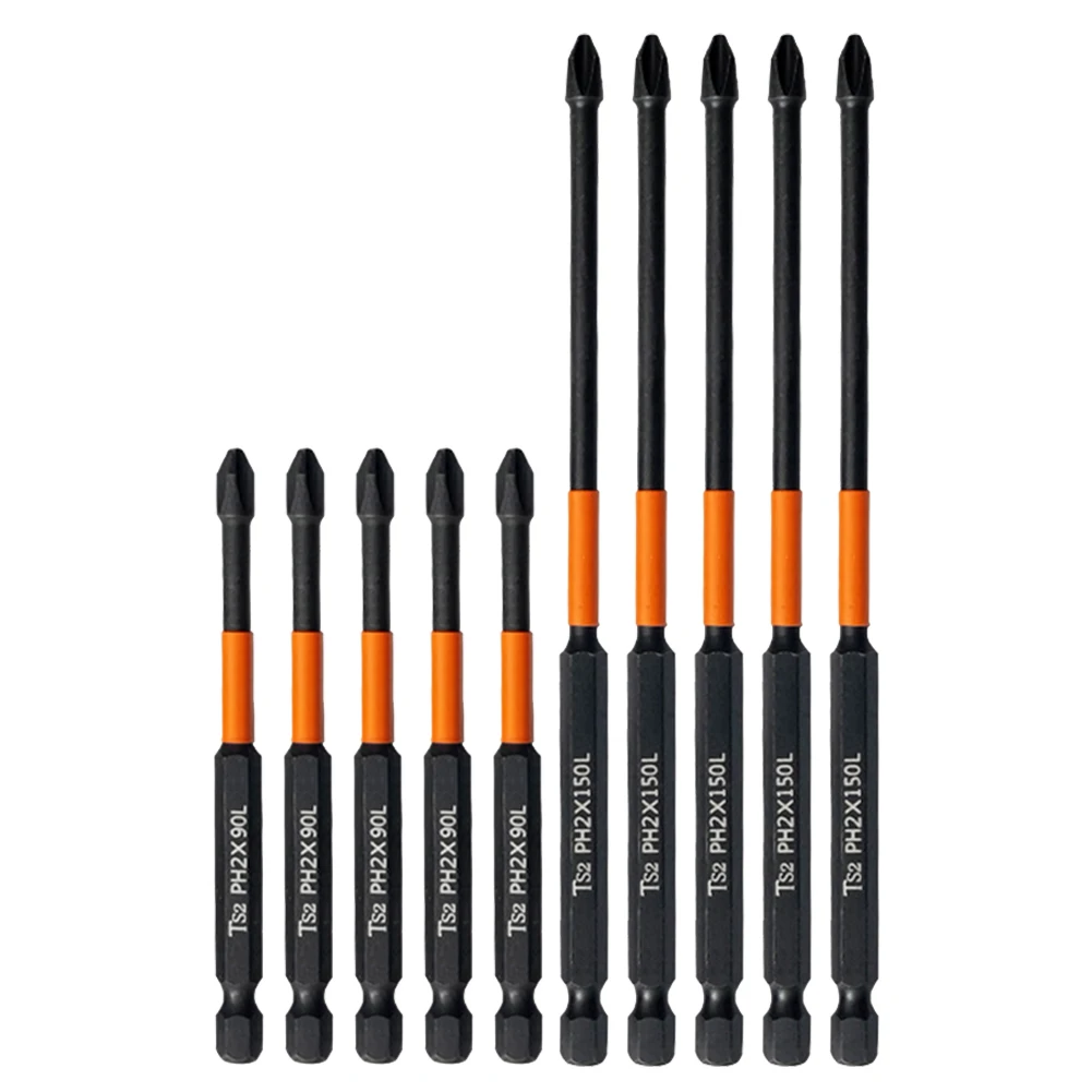 

10pcs PH2 Magnetic Impact Screwdrivers Bit Set Alloy Steel Cross Screwdriver Bit Anti Non-slip Batch Head Screw Driver 90/150mm